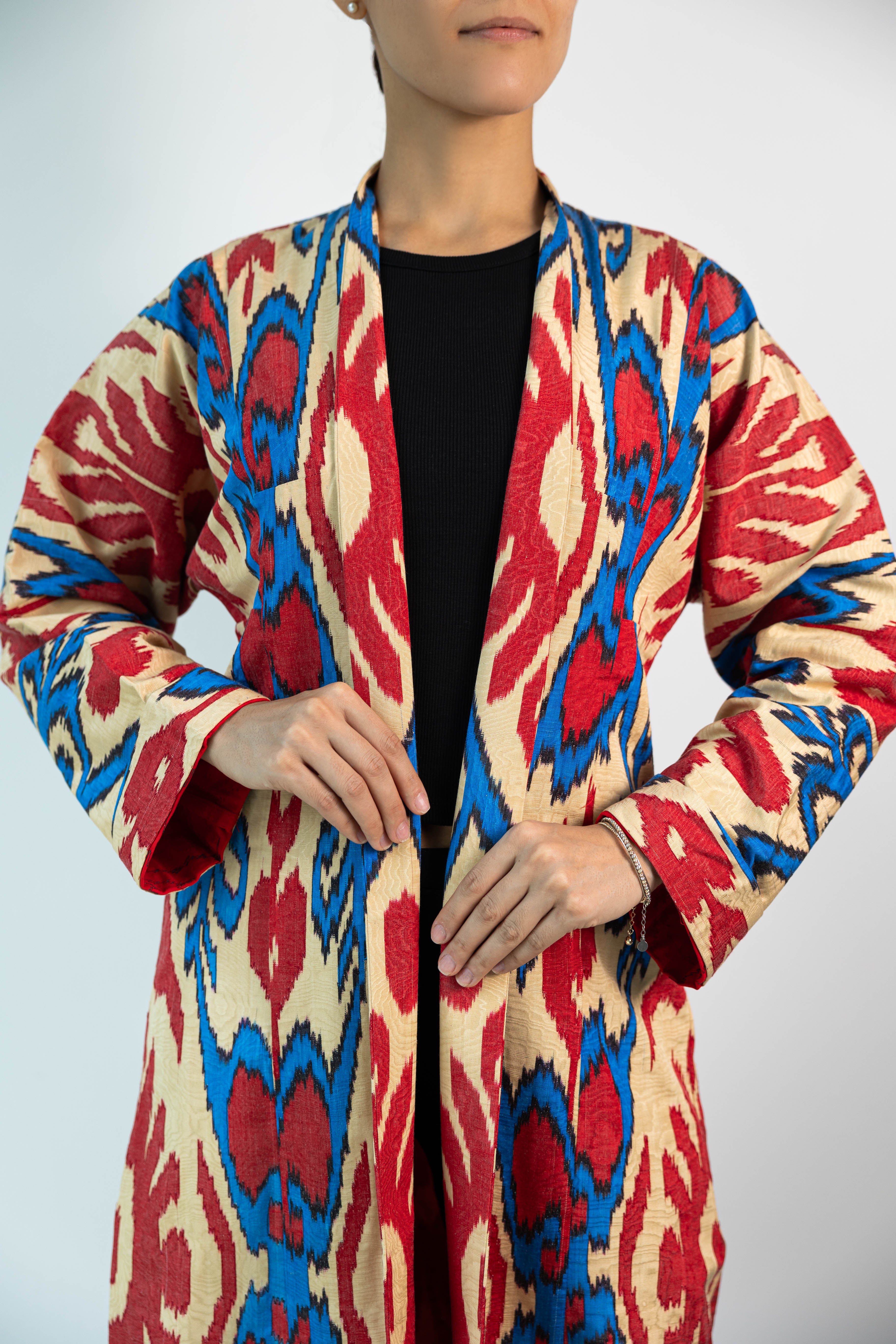 Silk Ikat Kaftan (Red)