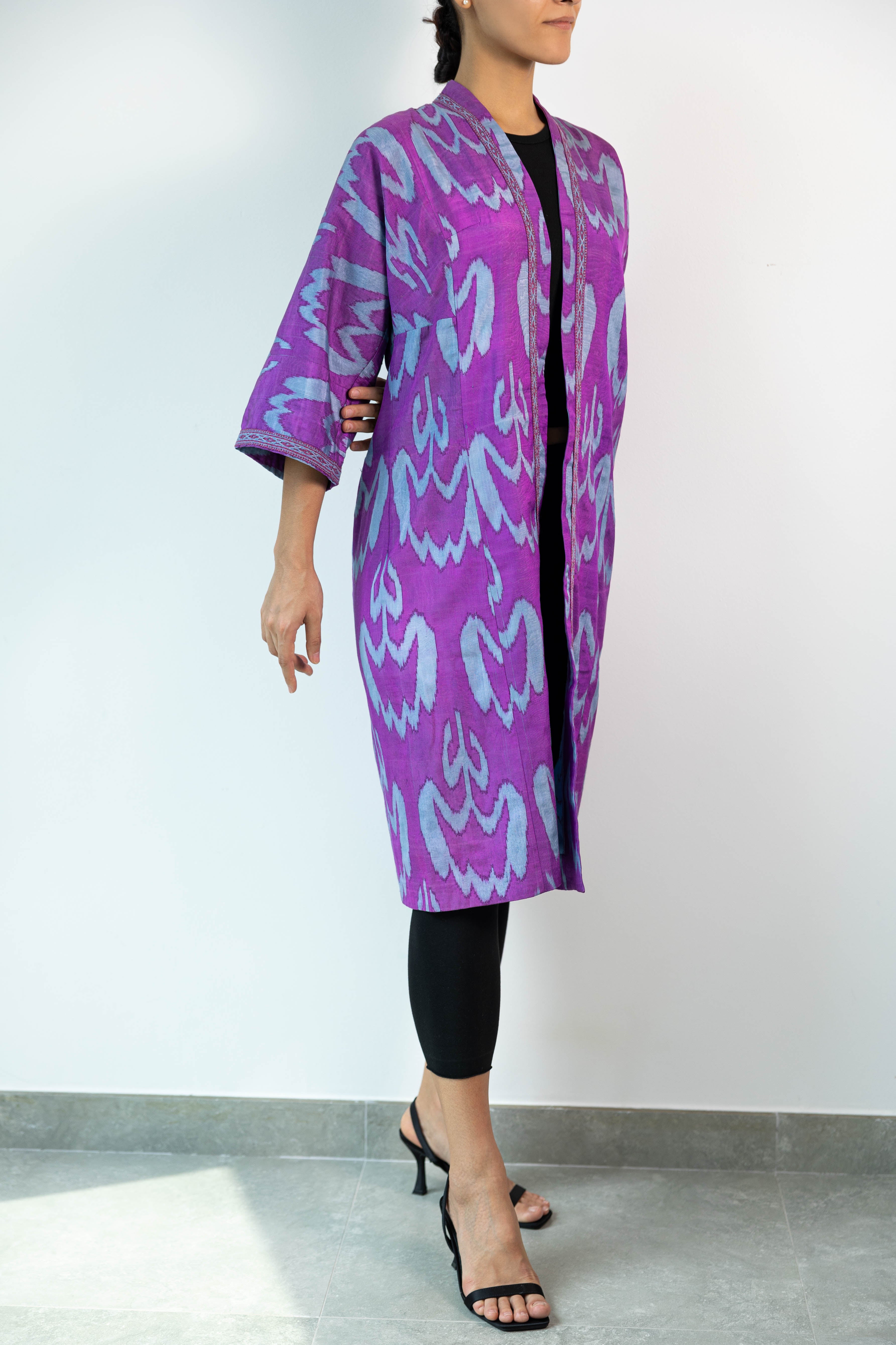 Silk Ikat Kaftan (Purple)