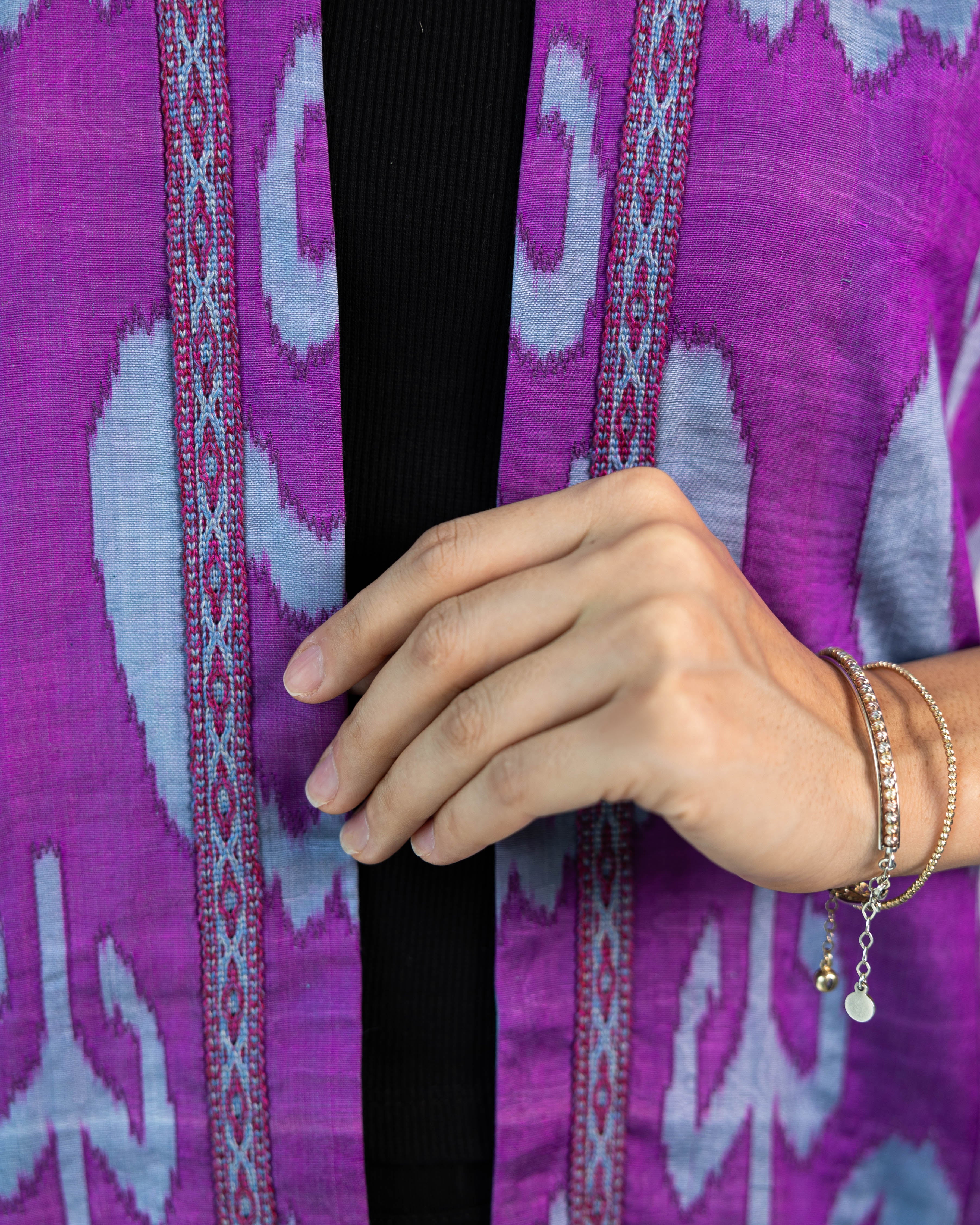 Silk Ikat Kaftan (Purple)