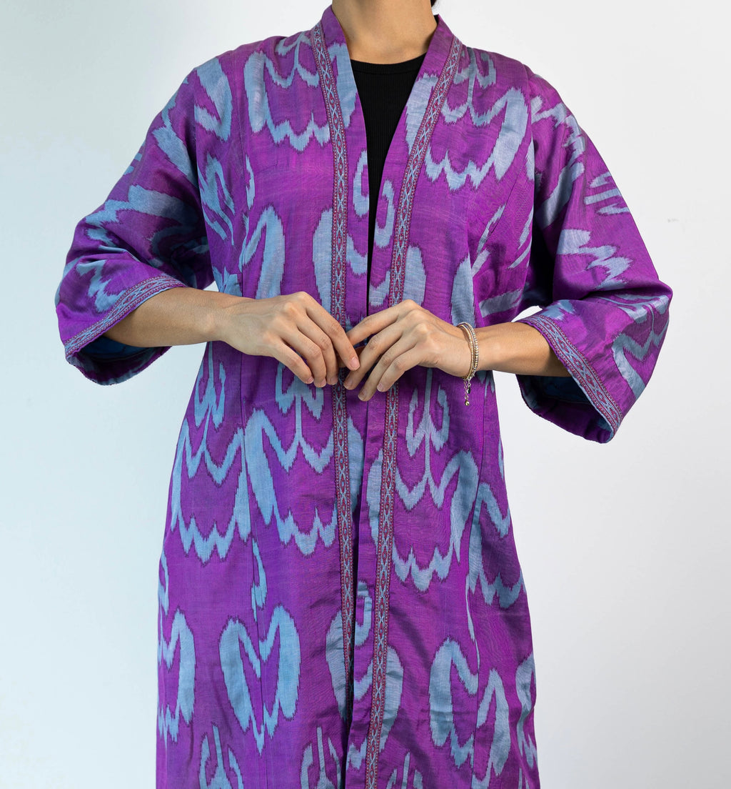 Silk Ikat Kaftan (Purple)