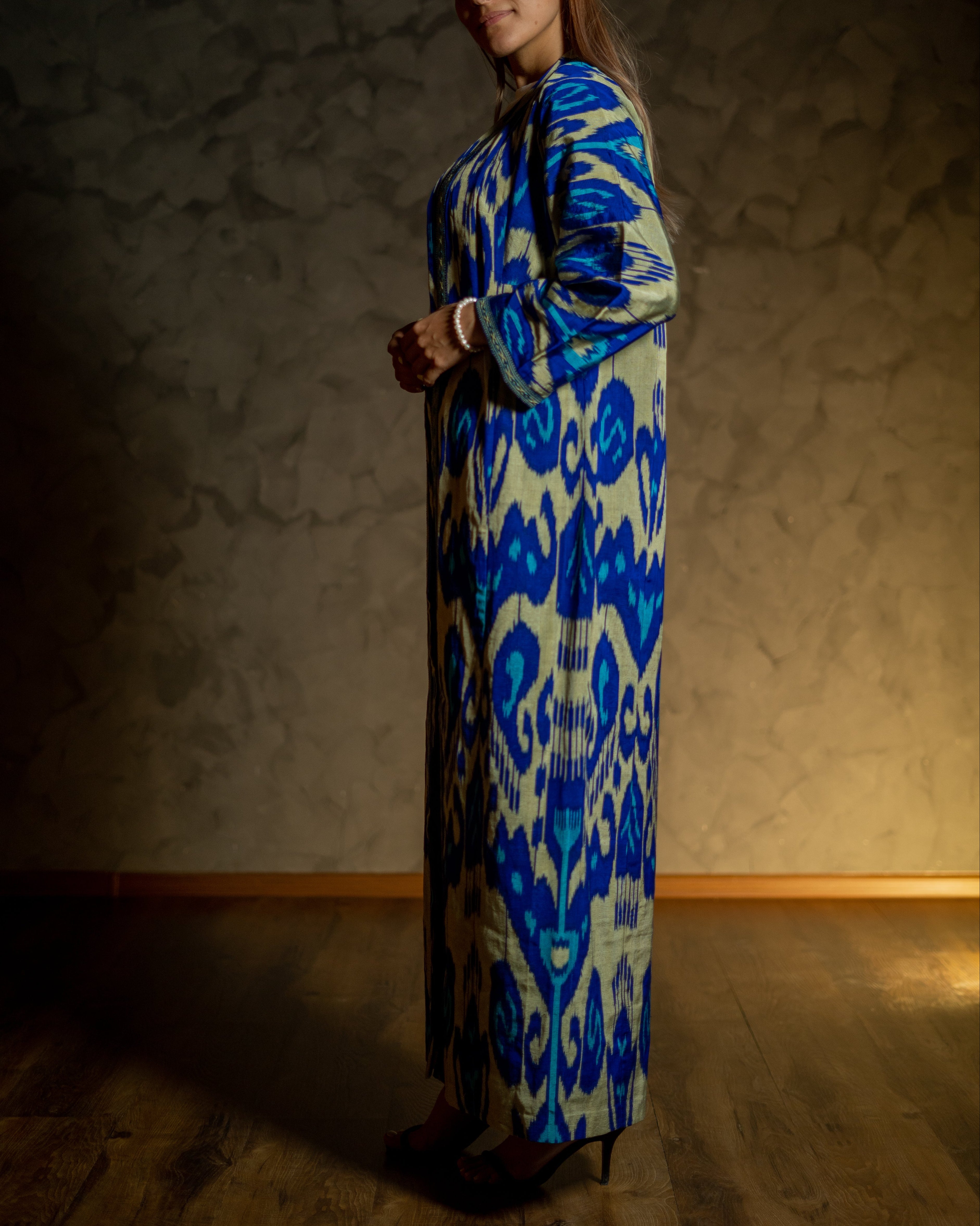 Silk Ikat Kaftan (Blue)