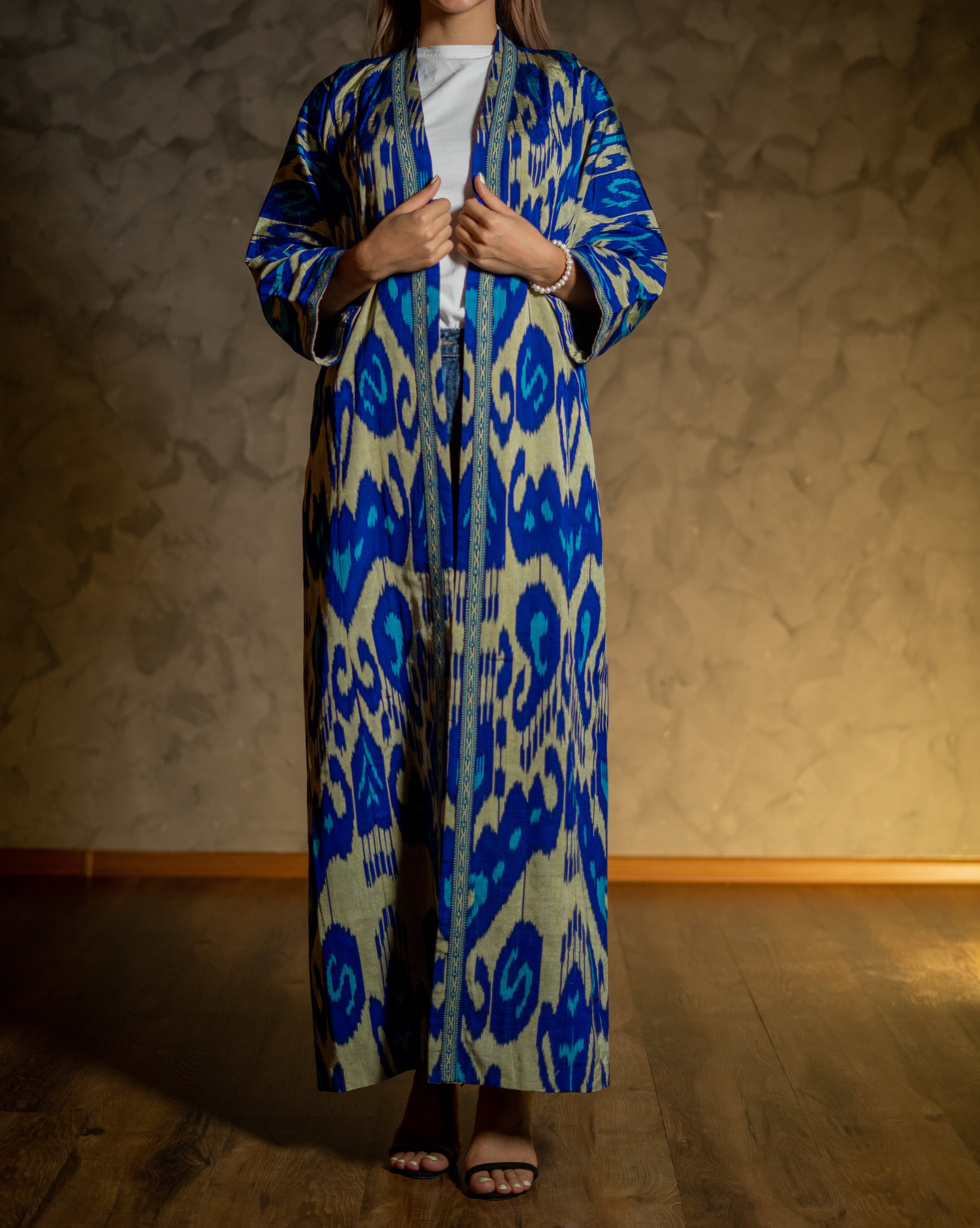Silk Ikat Kaftan (Blue)