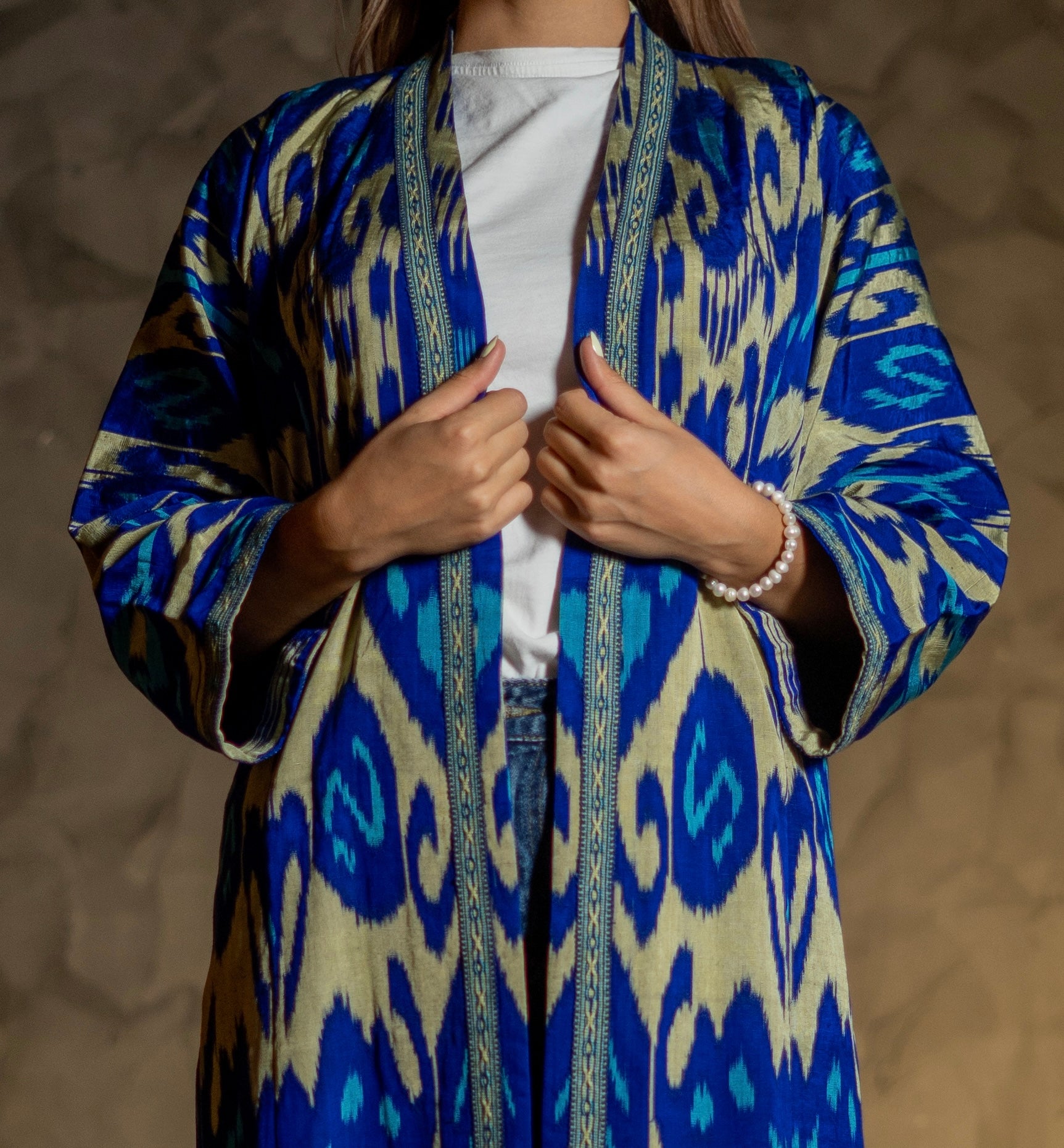 Silk Ikat Kaftan (Blue)