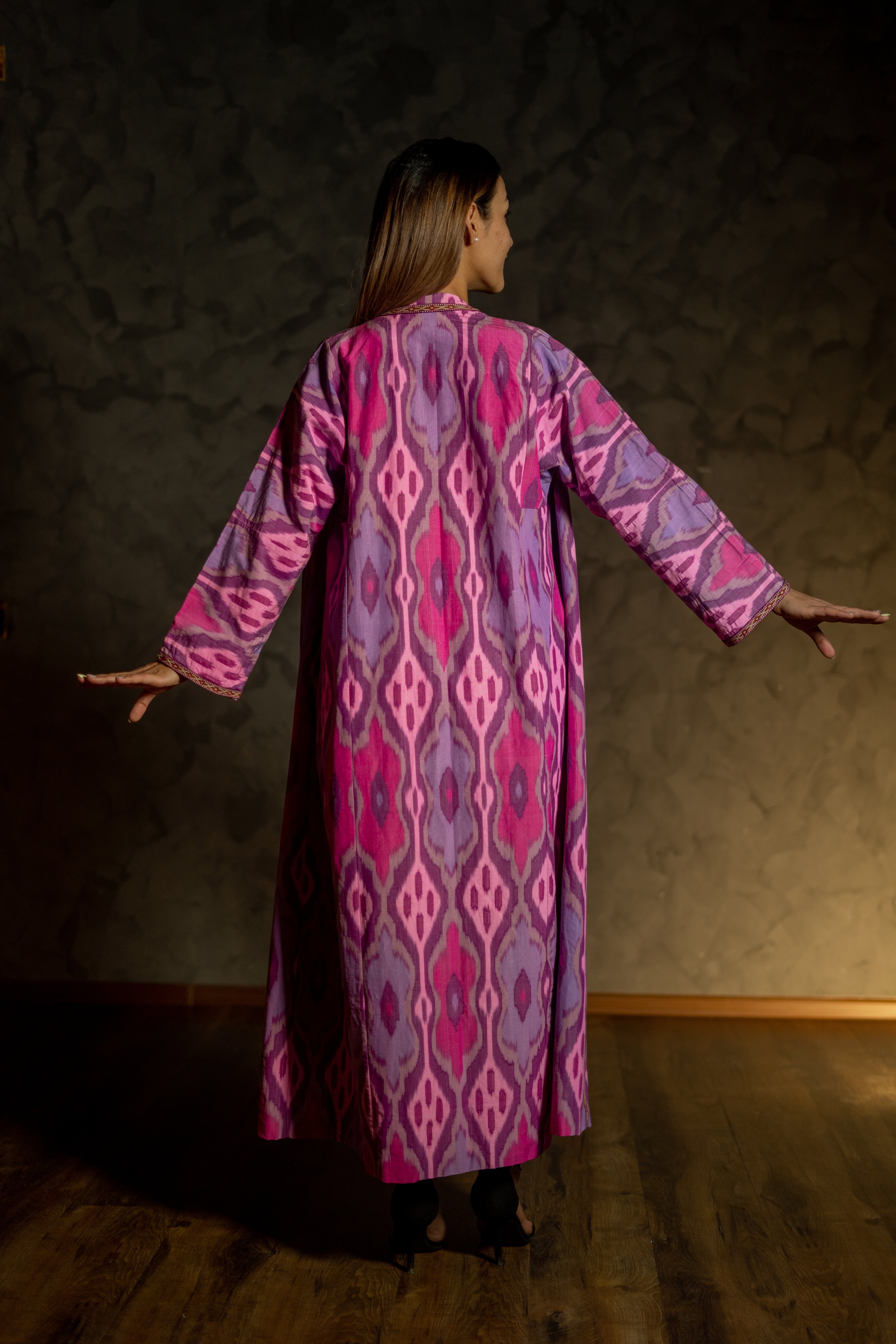 Silk Ikat Kaftan (Pink)