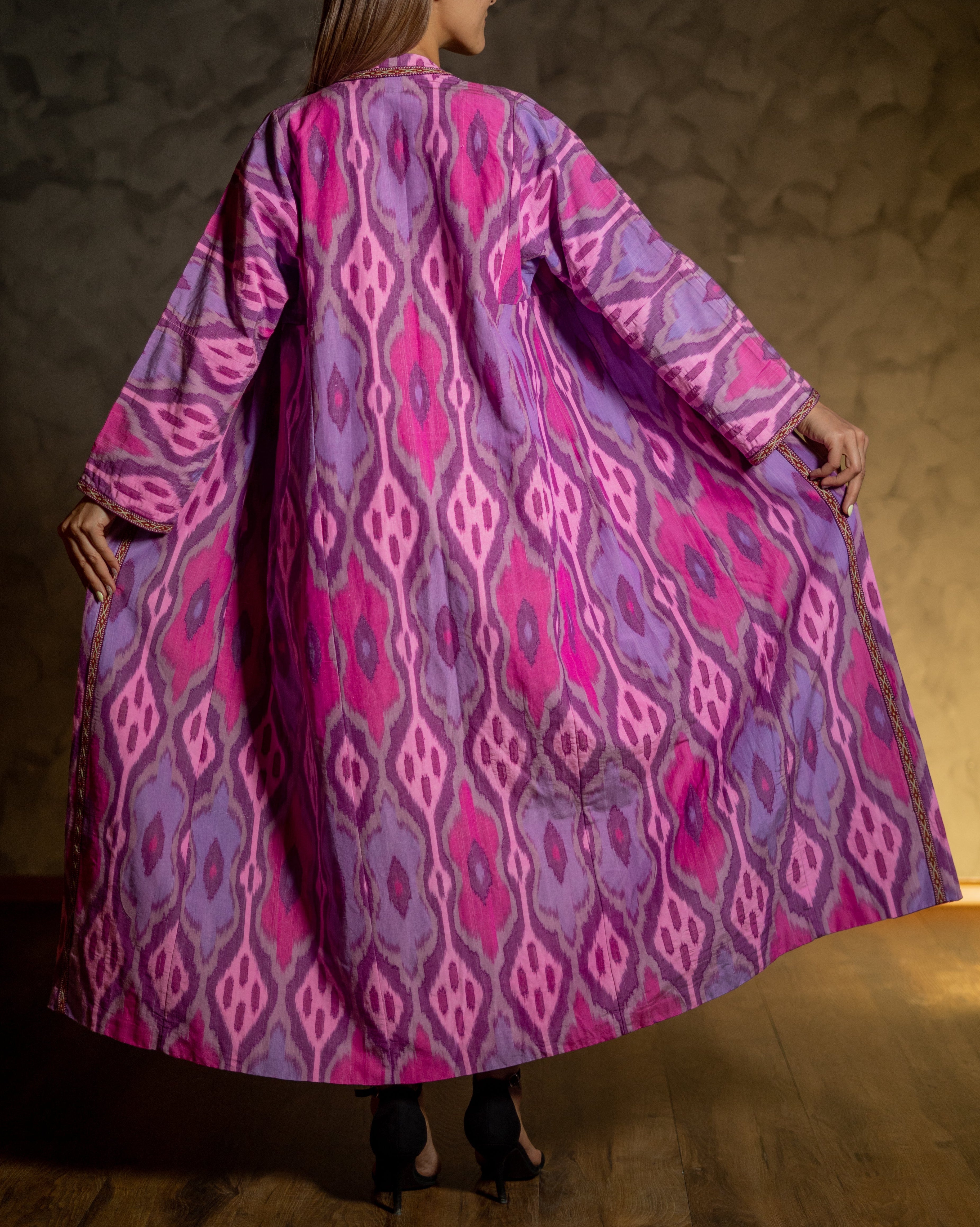 Silk Ikat Kaftan (Pink)