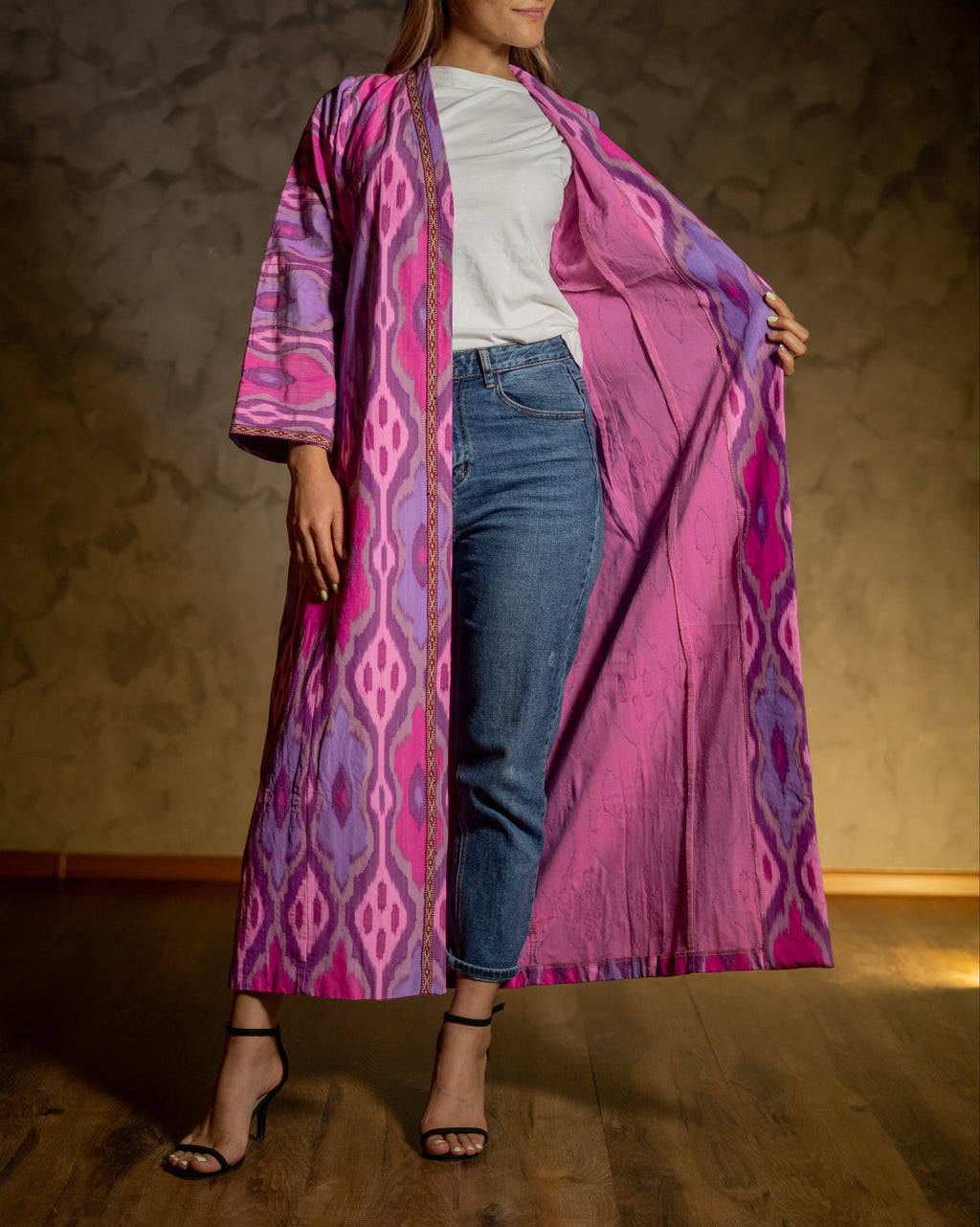 Silk Ikat Kaftan (Pink)