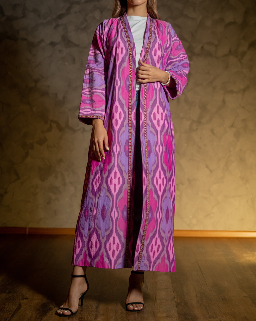 Silk Ikat Kaftan (Pink)