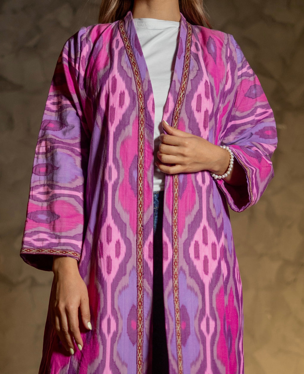 Silk Ikat Kaftan (Pink)