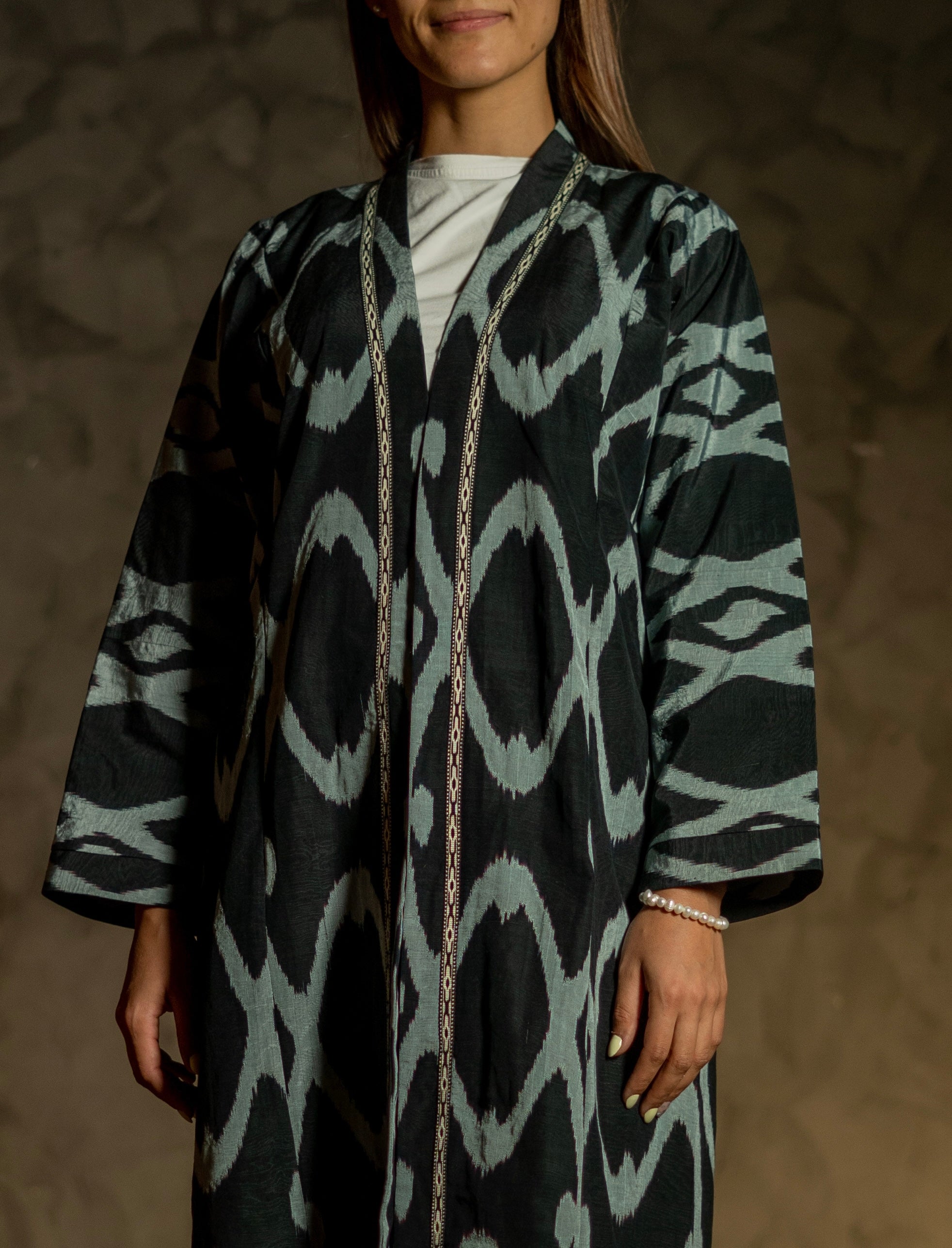 Silk Ikat Kaftan (Black)
