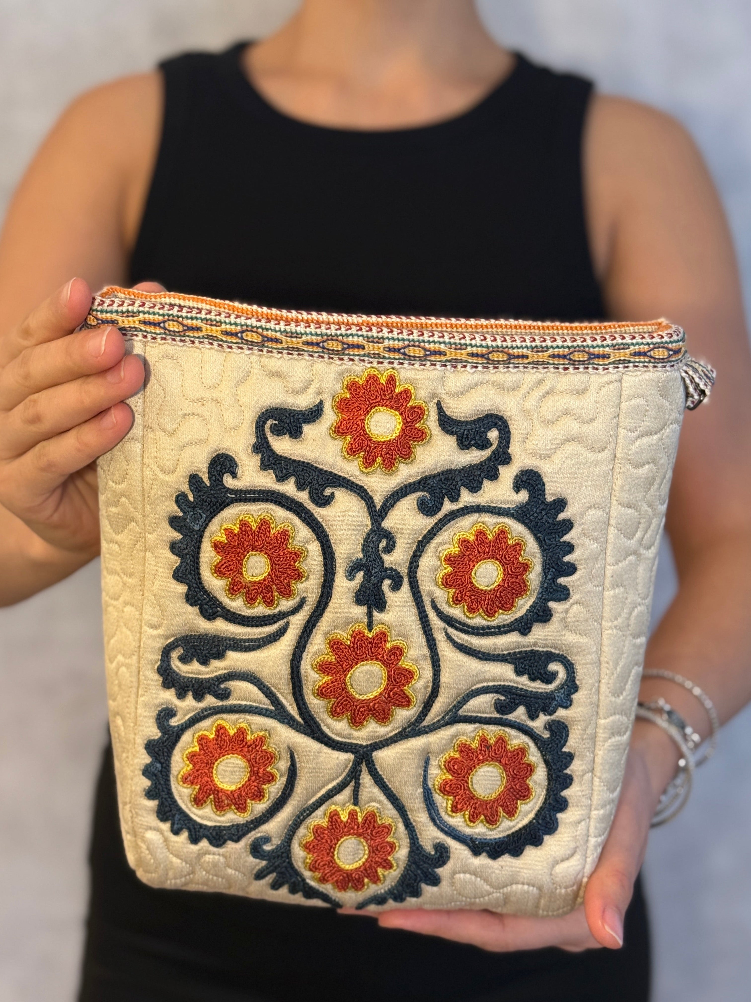 Silk Cross Bag (Beige)