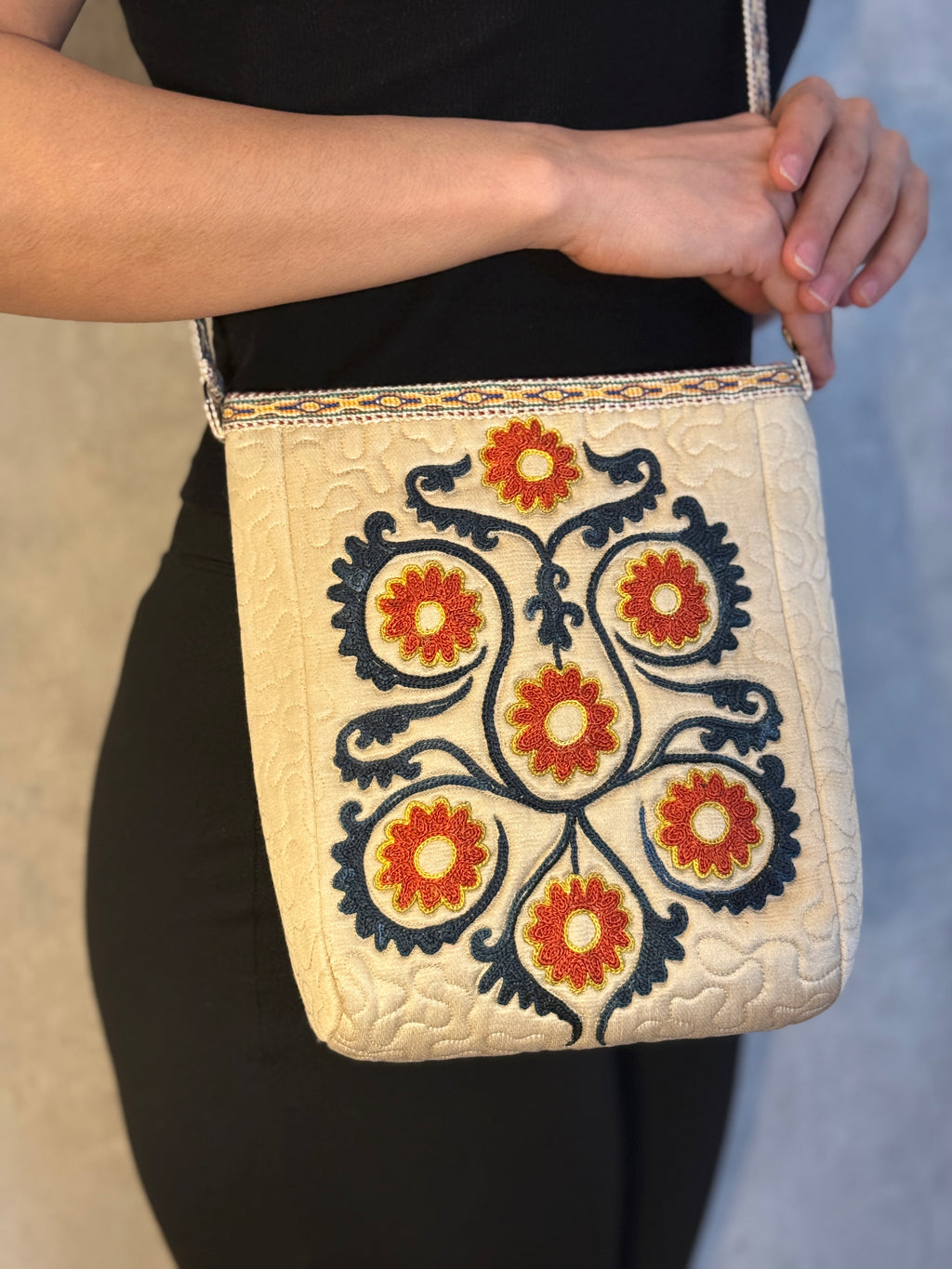 Silk Cross Bag (Beige)