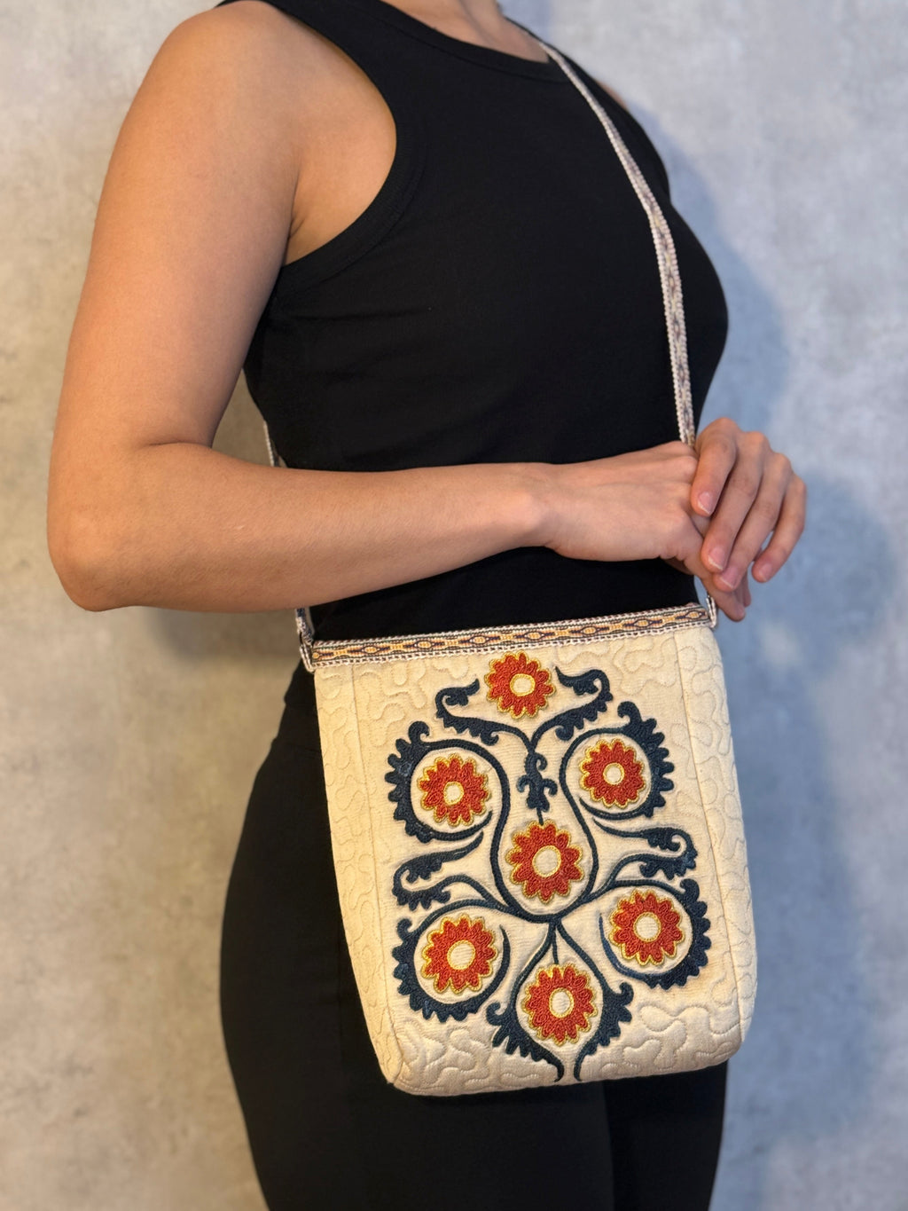 Silk Cross Bag (Beige)