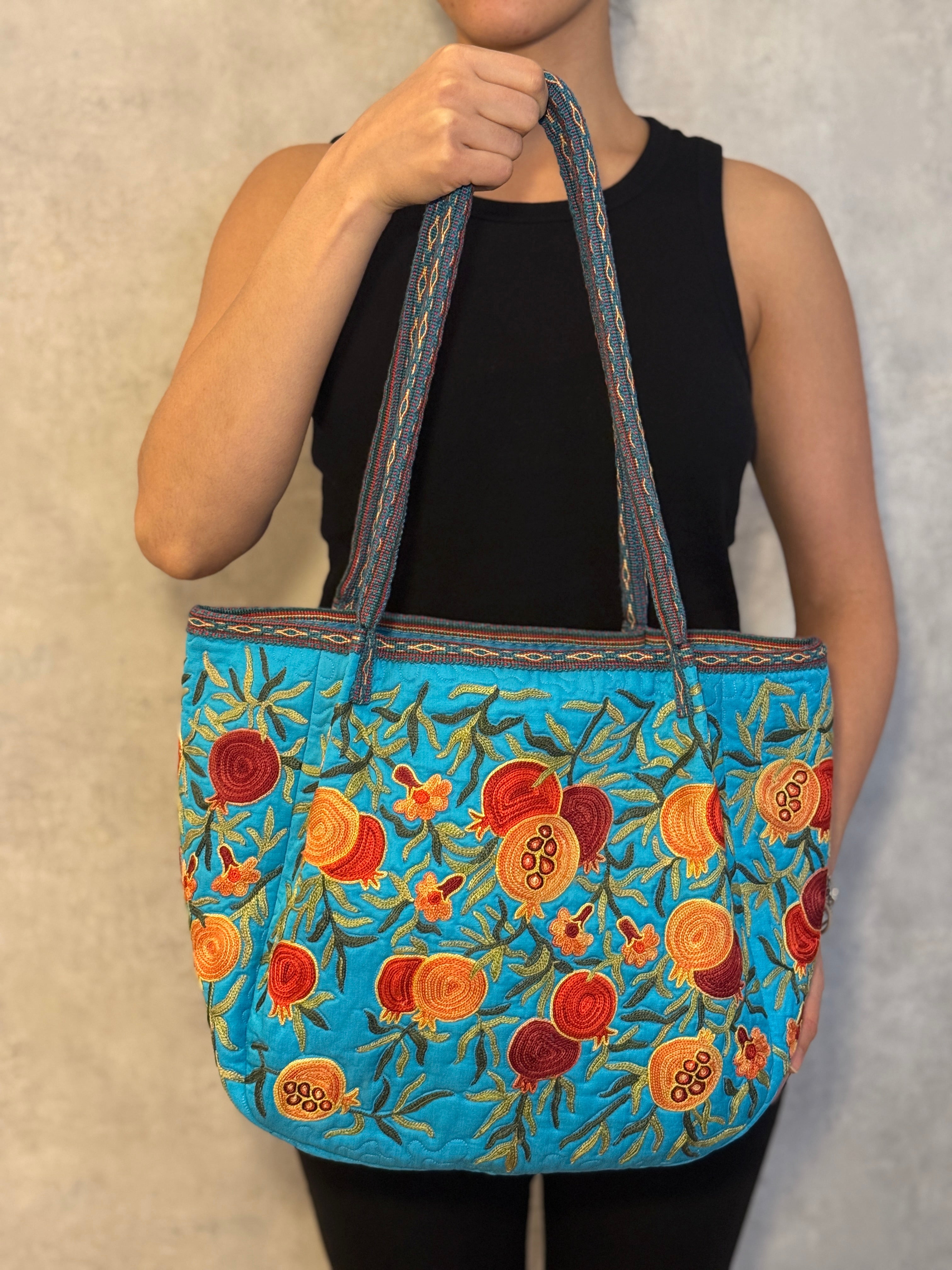 Silk Embroidered Bag (Mavi)