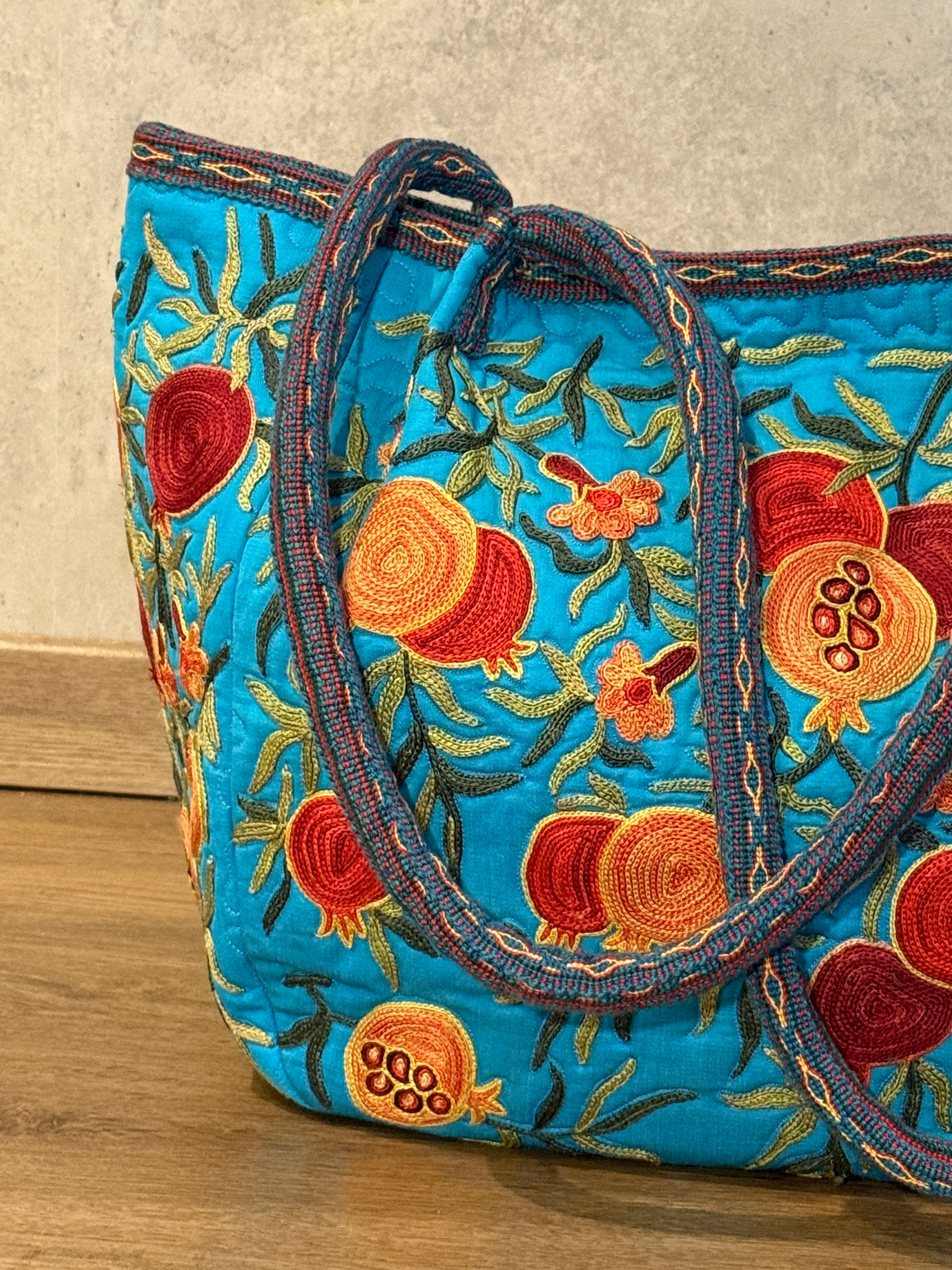 Silk Embroidered Bag (Mavi)