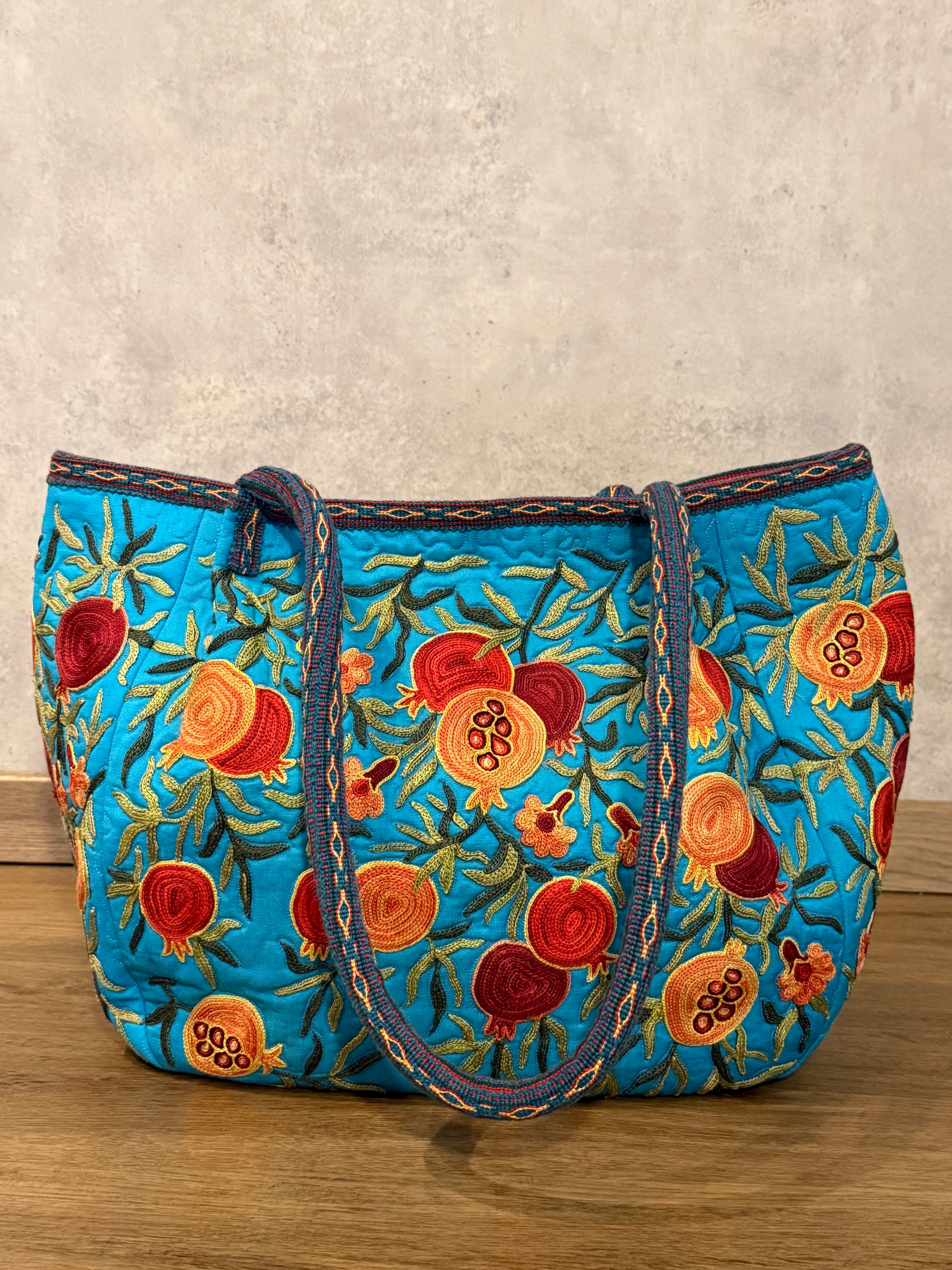 Silk Embroidered Bag (Mavi)