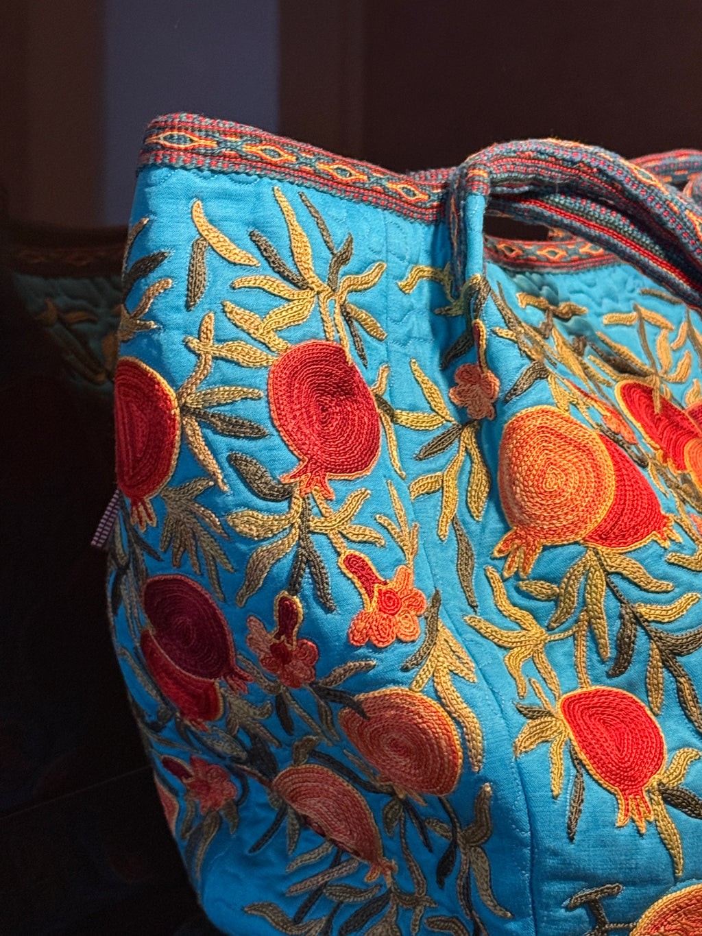 Silk Embroidered Bag (Mavi)